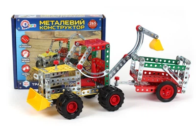 Конструктор металлический Technok Трактор с прицепом, 265 деталей, (4876)