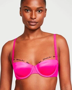 Бюстгальтер Victoria's Secret Smooth Logo Embroidery Lightly Lined Balconette Bra Розовый 75A