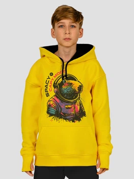 Худі дитяче Dubhumans Spacy Capy Mood (Капібара) Жовта M (134-140 см) (CAPSP-HK-LY-M)