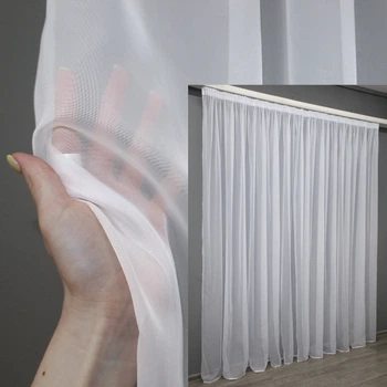 Тюль с тесьмой карандаш VR-Textil н101 Шифон однотонный Белый 500х270 см (44-030)