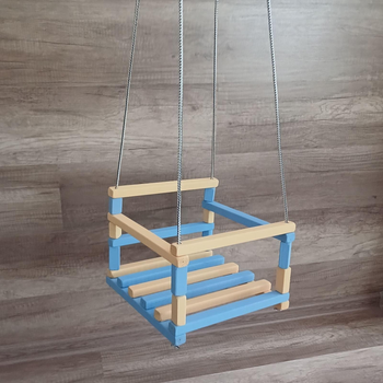 Качеля деревянная со спинкой детская подвесная, арт.К-2К(2).