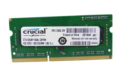 Оперативна пам'ять 4 ГБ, DDR3L, для ноутбуків, Crucial (1600 МГц, 1.35 В, CT51264BF160BJ.C8FNN Б/В