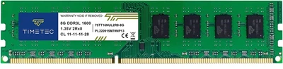 Оперативная память 8 ГБ, DDR3L, для ПК, Timetec (1600 МГц, 1.35 В, CL11, 75TT16NUL2R8-8G) Б/У