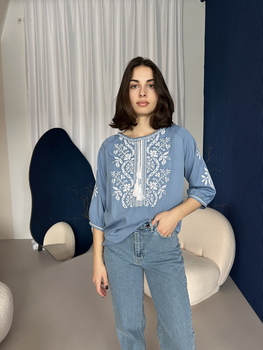 Вышиванка женская Narodnyy Butik Волна Индиго 1012 50
