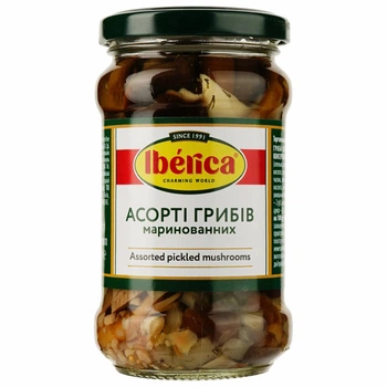 Упаковка грибів Асорті мариновані Iberica 300 г х 12 шт