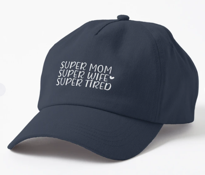 Кепка Унисекс Malfini с принтом Super mom super wife super tired для мамы Темно-синий