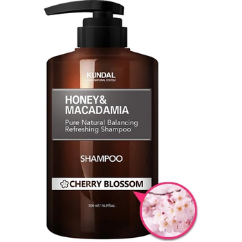 Безсульфатный шампунь KUNDAL Honey & Macadamia Nature Shampoo Cherry Blossom для волос с ароматом цветущей вишни, 500 мл