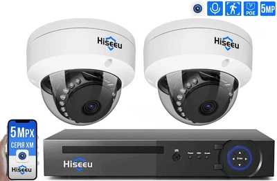 Комплект IP відеоспостереження Hiseeu 5мп POE 2 антивандальні камери з відереєстратором