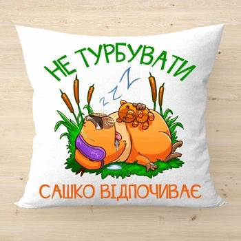 Именная подушка с принтом Не беспокоить Белый плюш