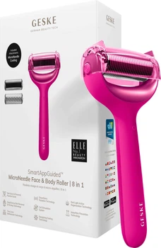 Електронний ролик для обличчя та тіла з мікроголками GESKE MicroNeedle Face & Body Roller 8 в 1 бузковий