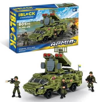 Конструктор пластиковый Армия техники ОСА-AKM зенитный ракетный комплекс 805 деталей iBlock 48*9*32 см