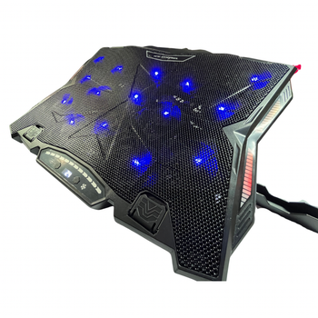 Підставка для ноутбука з охолодженням VHG K12 на 15 кулерів з RGB-підсвічуванням та підставкою для телефона, Laptop Cooling Pad, Black