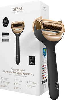 Электронный ролик для лица и тела с микроиглами GESKE MicroNeedle Face & Body Roller 8 в 1 серый