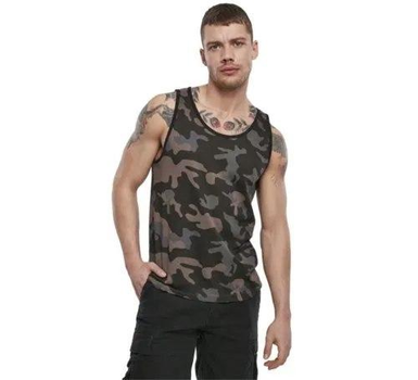 Тактична майка, футболка без рукавів армійська 100% бавовни Brandit Tank Top Dark Camo чорний мультикам 5XL