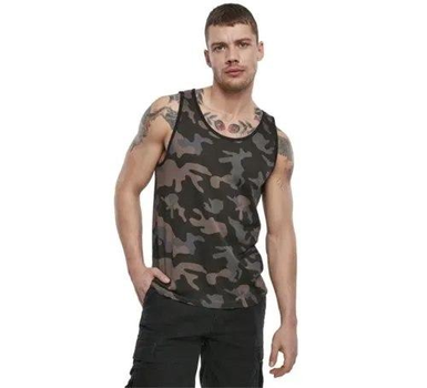 Тактическая майка, футболка без рукавов армейская 100% хлопка Brandit Tank Top Dark Сamo черный мультикам L