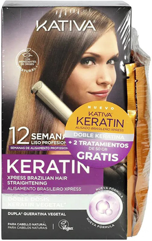 Набір для випрямлення волосся Kativa Doble Keratina Express Шампунь 50 мл + Маска 150 мл + Кондиціонер 30 мл + Аргановий засіб для волосся 2 х 50 г (8436581013962)