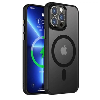 Чехол для iPhone 15 Pro Max c Magsafe Rock Guard Touch Series матовый с закрытой камерой Titanium Black