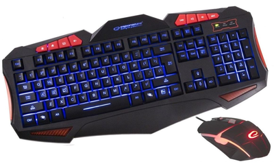 Комплект дротовий Esperanza Gaming Keyboard With Mouse Set Shelter USB Black (EGK3000)