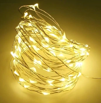 Гирлянда теплая белая на ЮСБ Капля росы 50 LED USB длина 5 метров