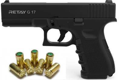 Стартовий шумовий пістолет RETAY G 17 Glok 17 + 20 шт холостих набоїв (9 mm)