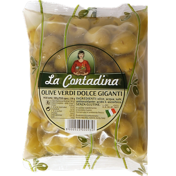 Гигантские оливки зеленые с косточкой La Contadina olive verdi dolce giganti 500 г