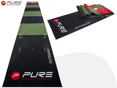 Коврик для гольфа Pure2Improve Golfputting 500 см, паттинг-тренажер с 5 упражнениями, синтетический, черный, компактная упаковка(ISL_56043C67EEB8)
