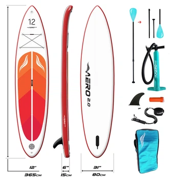 Надувная SUP доска AERO Board 2.0 (365х15х80см) 12' Red Orange