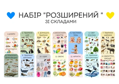 Навчальні постери ламіновані А4 Набір Розширений поділ слів на склади