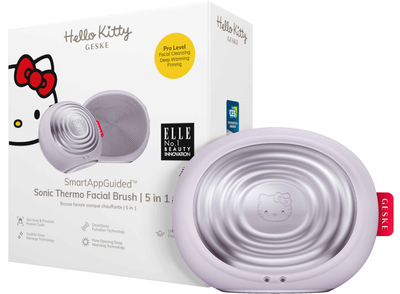 Электронная звуковая термо щетка для лица GESKE Sonic Thermo Facial Brush 5 в 1 by Hello Kitty фиолетовый