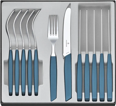 Набор столовых приборов Victorinox Swiss Modern Table Set 12 предметов с синей ручкой (6.9096.11W2.12)