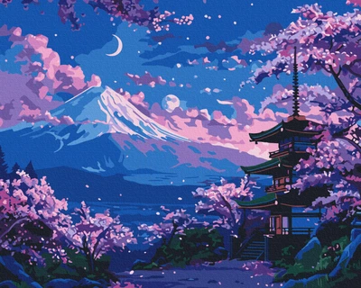 Картина по номерам Храм у горы Фудзи (BS54020) Brushme 40x50 см