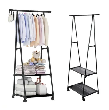 Вішалка пересувна підлогова THE NEW COAT RACK для одягу та взуття на коліщатках Чорна (NRACK12-AV)