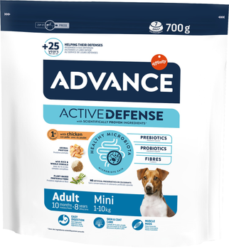 Сухой корм для взрослых собак маленьких пород Advance Dog Mini Adult с курицей и рисом 0.7 кг (8410650582030)