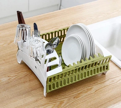Сушарка для посуду Compact Dish Rack складна настільна із пластику
