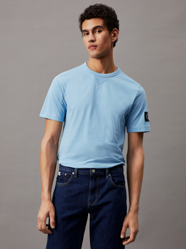 Koszulka męska bawełniana Calvin Klein Jeans J30J323484-CEZ L Błękitna (8720109368550)