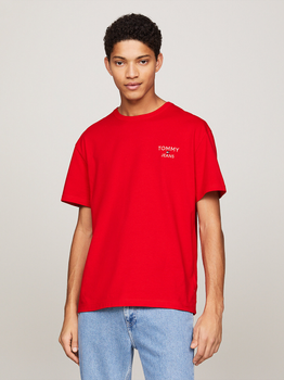 Koszulka męska bawełniana Tommy Jeans DM0DM18872-XNL 2XL Czerwona (8720645849087)
