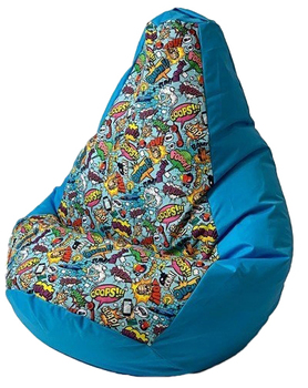 Крісло-мішок Go Gift Груша з мультяшним принтом XL 130x90 см синій (5905359299325)