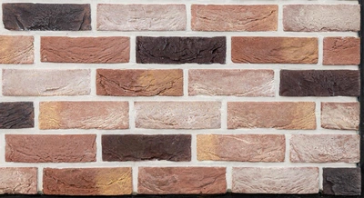 Облицовочная плитка Loft Brick Бостон 010 Темно-красный с бежево-желтыми нотами 205x65 мм