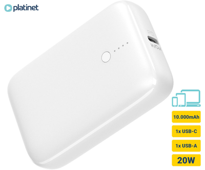 Powerbank Platinet 10000 mAh 20W PD 3.0 White (PMPB10DL104W)