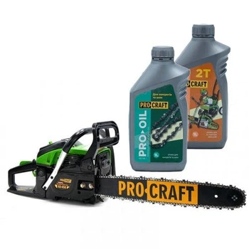 Бензопила Procraft GS450 + Масло 2T 1 л + Масло для цепи Procraft 1 л