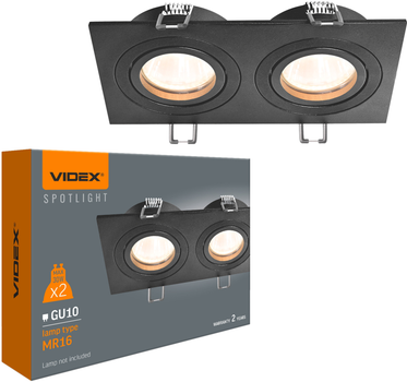Світильник під лампу VIDEX 2xGU10 врізний чорний (VL-SPF23S-B)