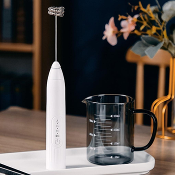 Капучинатор ручний акумуляторний Whisk Eggbeater USB Білий міксер-спінювач молока (VS7006680)