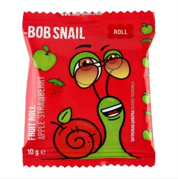 Натуральні Яблучно-Полуничні цукерки ТМ BOB SNAIL 10 г пастилу без цукру Равлик Боб