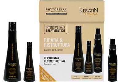 Набір для волосся Phytorelax Laboratories Keratin Repair Intensive Hair Шампунь 250 мл + Спрей 150 мл + Молочко 100 мл (8030976029264)