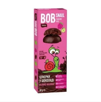 Натуральні Яблучно-Малинові Цукерки в Чорному шоколаді ТМ BOB SNAIL (РАВЛИК БОБ) 30 г