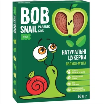 Натуральні цукерки ТМ BOB SNAIL (РАВЛИК БОБ) яблуко-м'ята 30 г