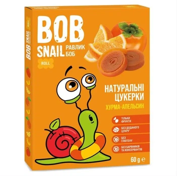 Натуральні цукерки ТМ BOB SNAIL (РАВЛИК БОБ) Хурма-апельсин 60 г