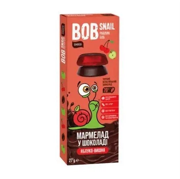 Натуральний Фруктовий Мармелад яблуко-вишня в шоколаді ТМ BOB SNAIL (УЛИТКА БОБ) 27 г
