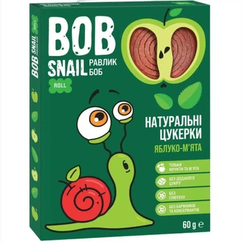 Натуральні цукерки ТМ BOB SNAIL (РАВЛИК БОБ) яблуко-м'ята 60 г