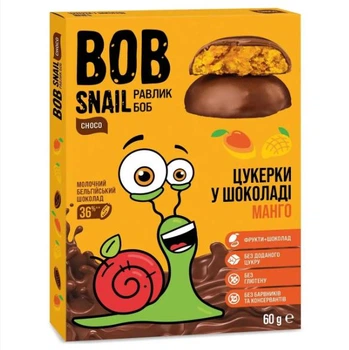 Натуральні Мангові Цукерки в Молочному шоколаді ТМ BOB SNAIL (РАВЛИК БОБ) 60 г